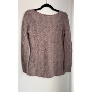 LOFT Textured Cable Knit Boat Neck Sweater XS Wool Blend